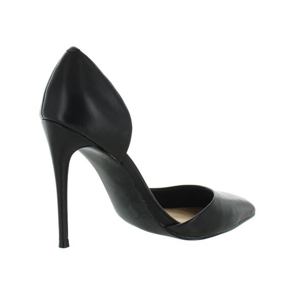 AQUA Womens Black Half D'orsay Dion Toe Stiletto Slip On Leather Pumps 7.5 M - Picture 2 of 3